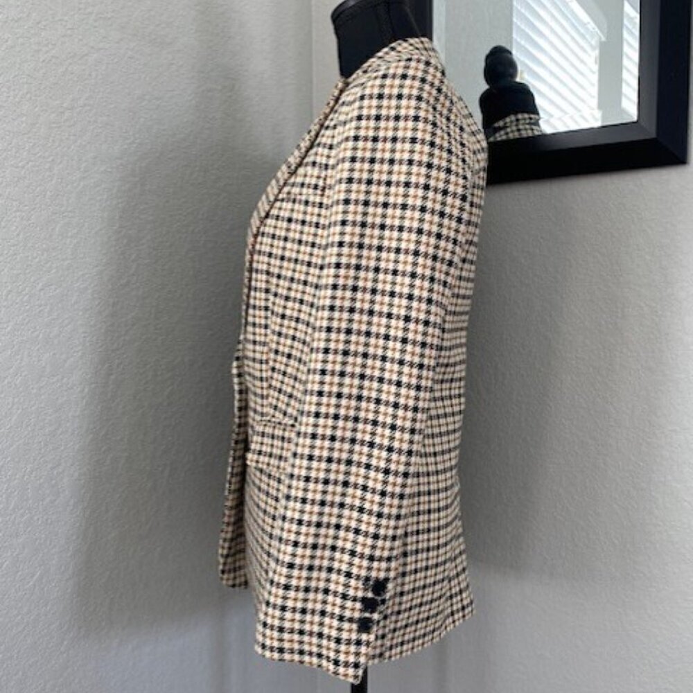 TOPSHOP Classic Tan & Black Houndstooth Suit Blazer Size 2 - Picture 8 of 15